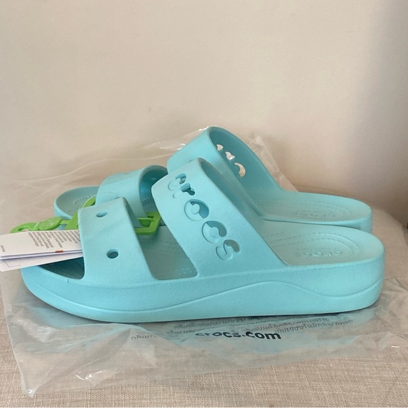 Crocs Unisex Baya Platform Slide Sandal- Pure Water - Picture 3 of 10
